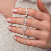 Silver Filigree Leaf Patterned Women's Bracelet